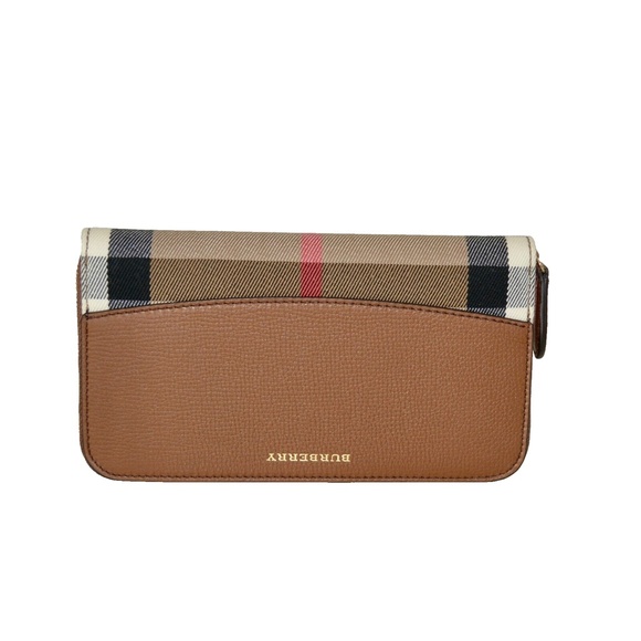 NWT BURBERRY HOUSE CHECK DERBY LEATHER ELMORE WALLET CLUTCH - Picture 2 of 13